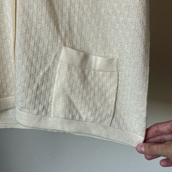 Barneys New York Cashmere Silk Merino Knit Vest Cream Textured Made in Italy - Picture 7 of 13